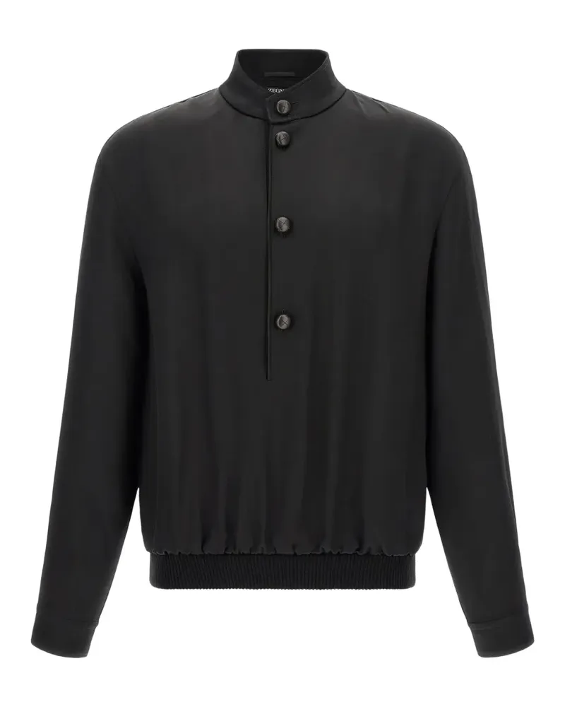 Ermenegildo Zegna 232 Road Brand Mark Sweatshirt aus Maulbeerseide - Schwarz Schwarz
