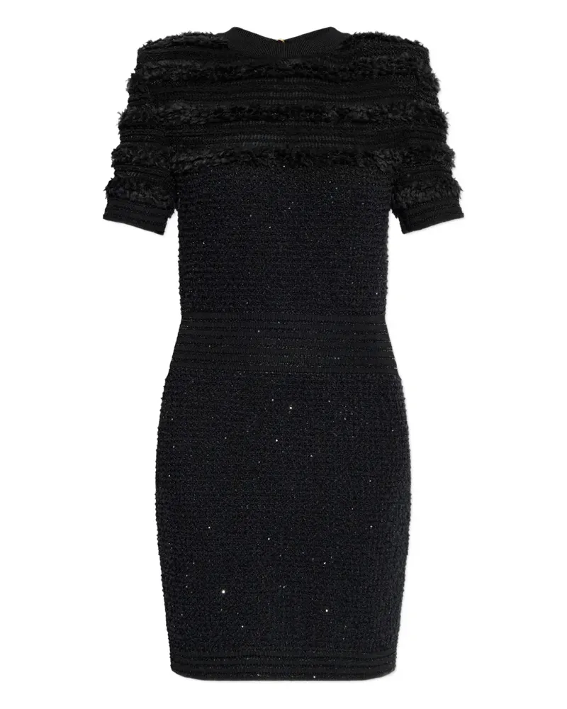 Balmain Strukturiertes Kleid - Schwarz Schwarz