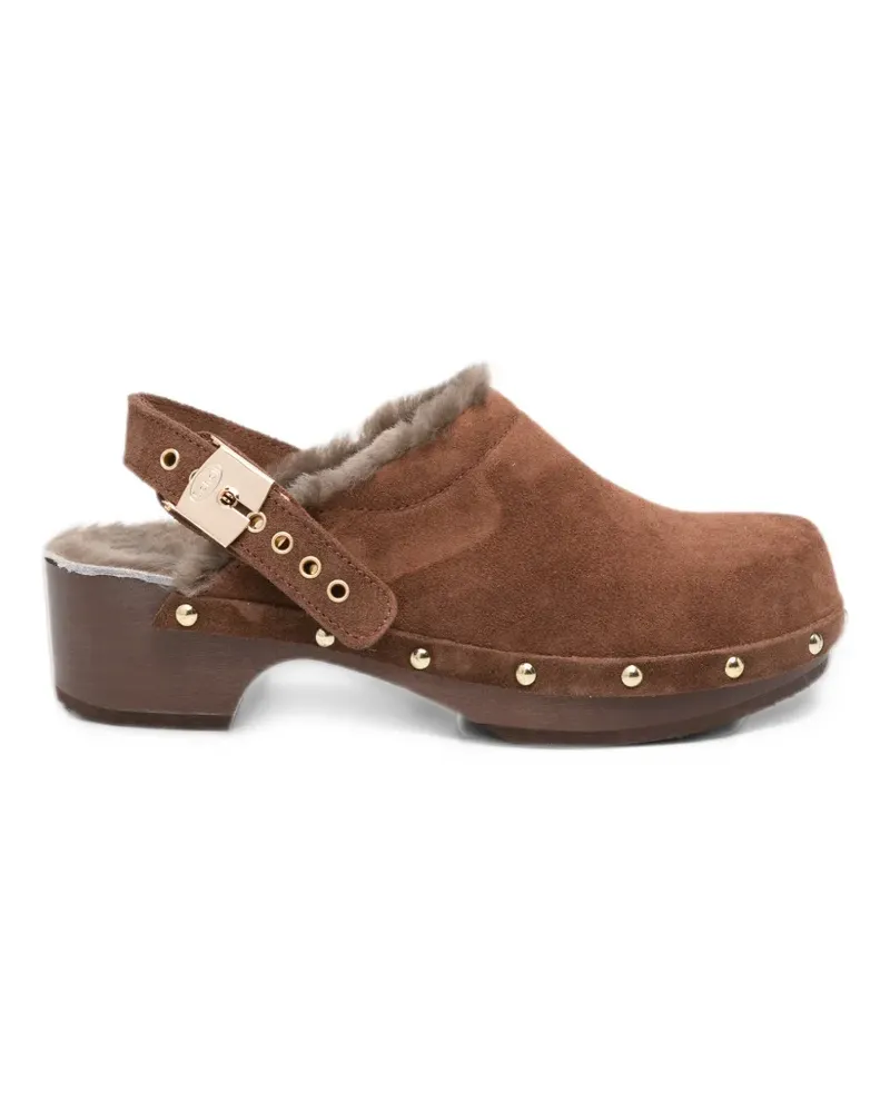 Scholl Pescura Robin studded suede mules - Braun Braun