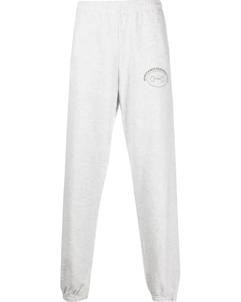 SPORTY & RICH Jogginghose mit Logo-Print - Grau Grau