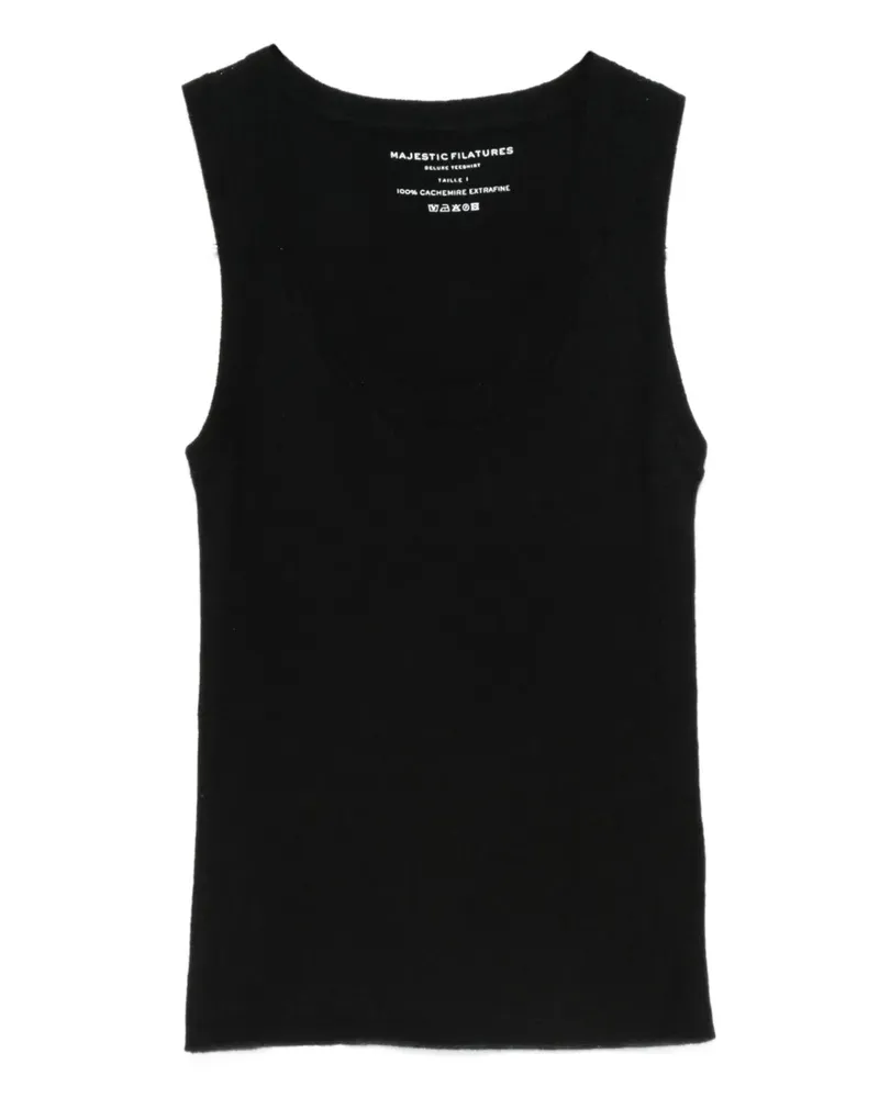 Majestic Geripptes Tanktop - Schwarz Schwarz