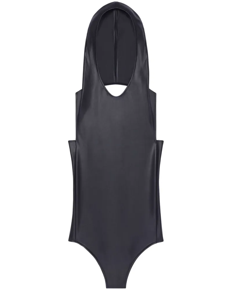 Courrèges Jersey-Body mit Kapuze - Schwarz Schwarz