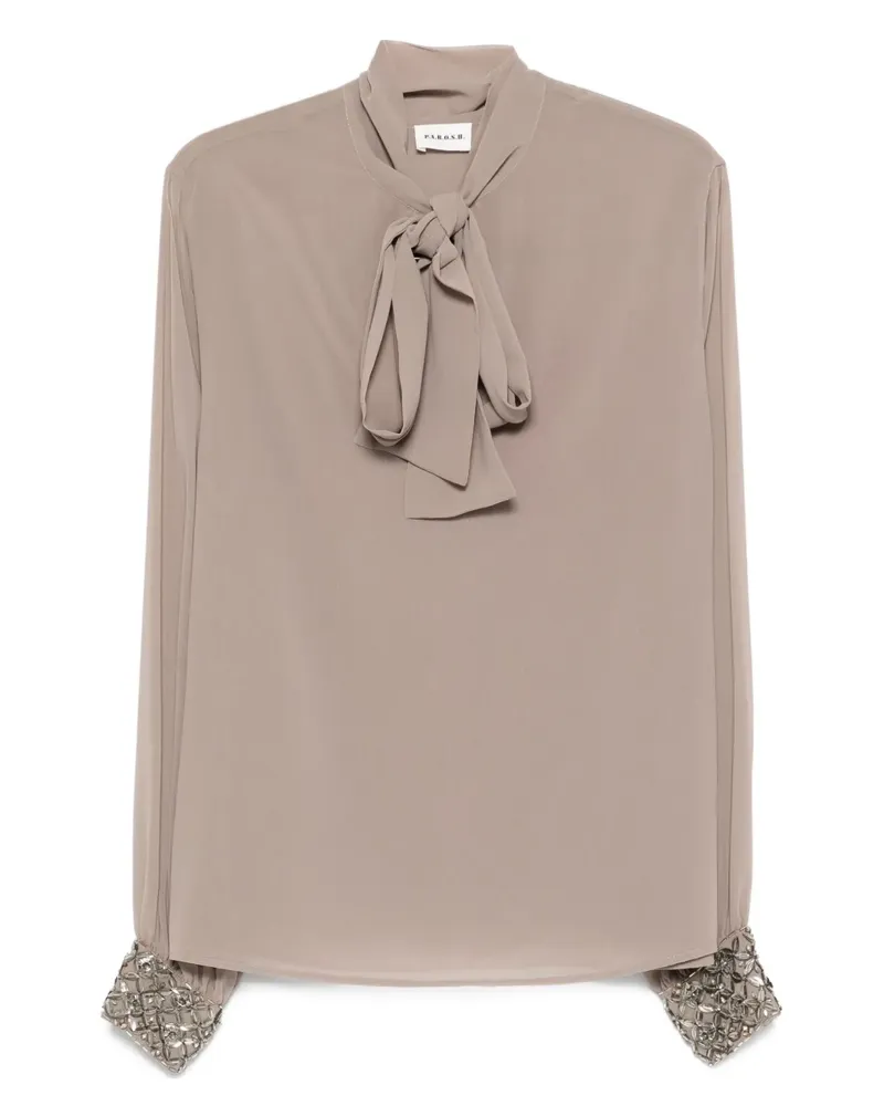 P.A.R.O.S.H. P.A.R.O H. Verzierte Bluse mit Schleifenkragen - Braun Braun