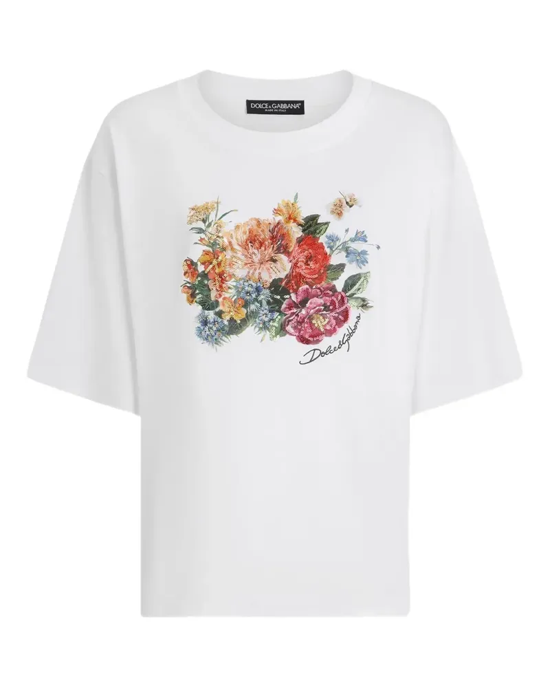Dolce & Gabbana T-Shirt mit Blumen-Print - Weiß Weiß