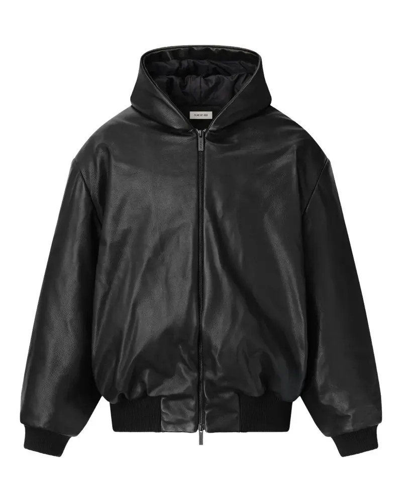 Fear of God hooded leather jacket - Schwarz Schwarz