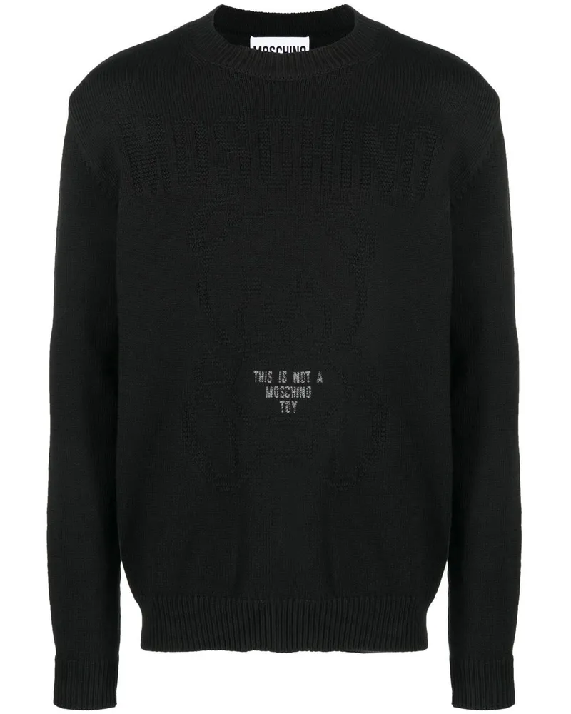 Moschino Pullover mit Slogan-Intarsie - Schwarz Schwarz