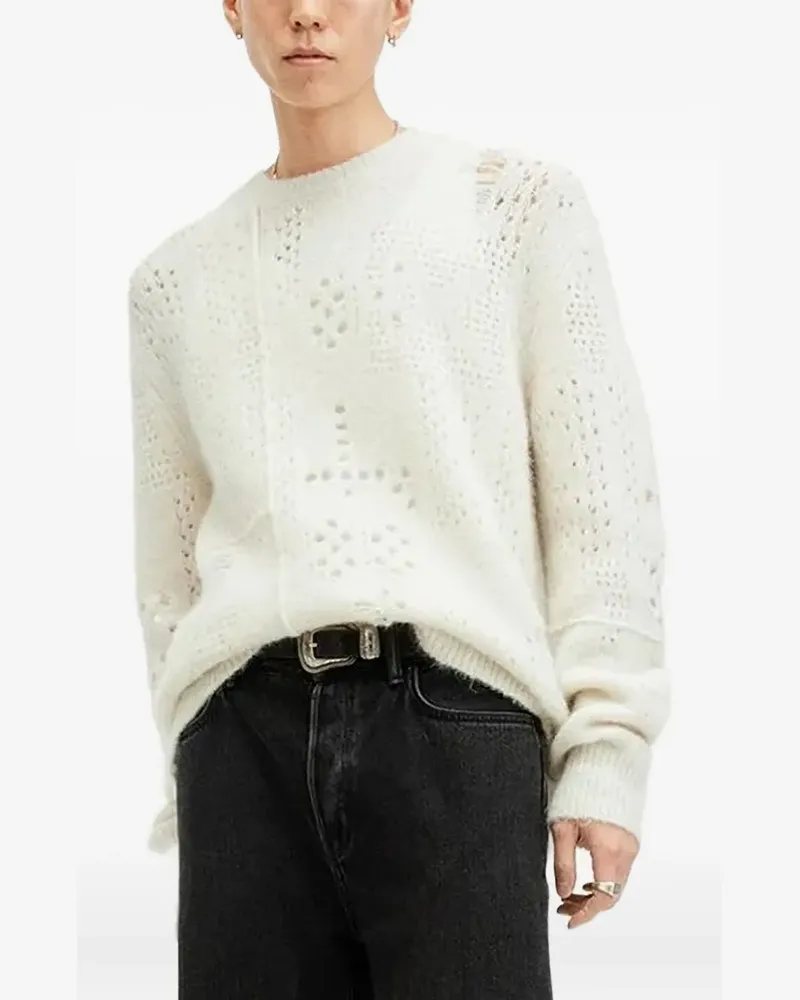 AllSaints Strickpullover mit Lochmuster - Weiß Weiß