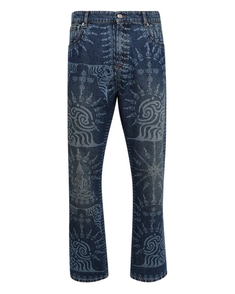 BLUEMARBLE Jeans mit durchgehendem Print - Blau Blau