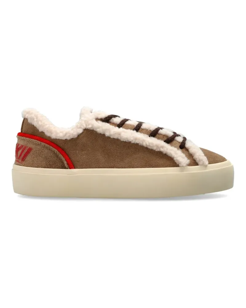 INUIKII Lila Shearling Lace Up shearling-trim sneakers - Braun Braun