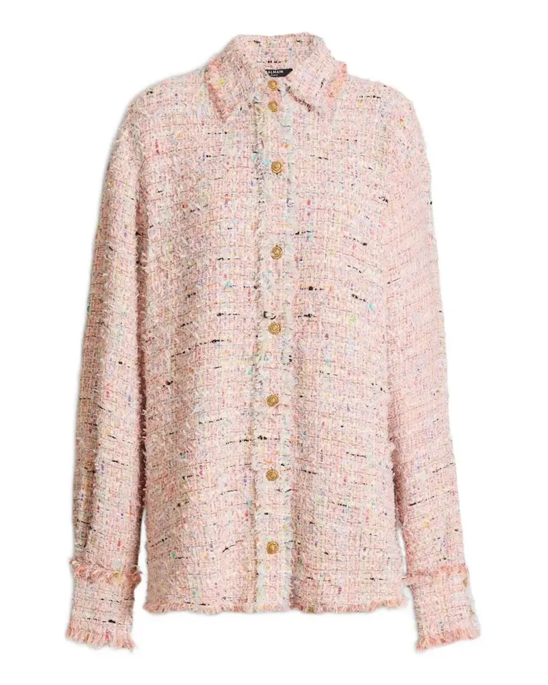 Balmain Hemdjacke aus Tweed - Rosa Rosa