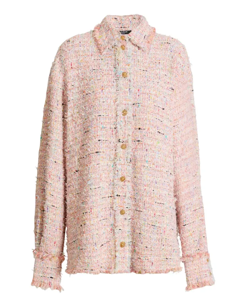 Balmain Hemdjacke aus Tweed - Rosa Rosa