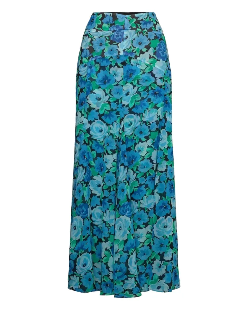 ROTATE Birger Christensen Midirock mit Blumenmuster - Blau Blau