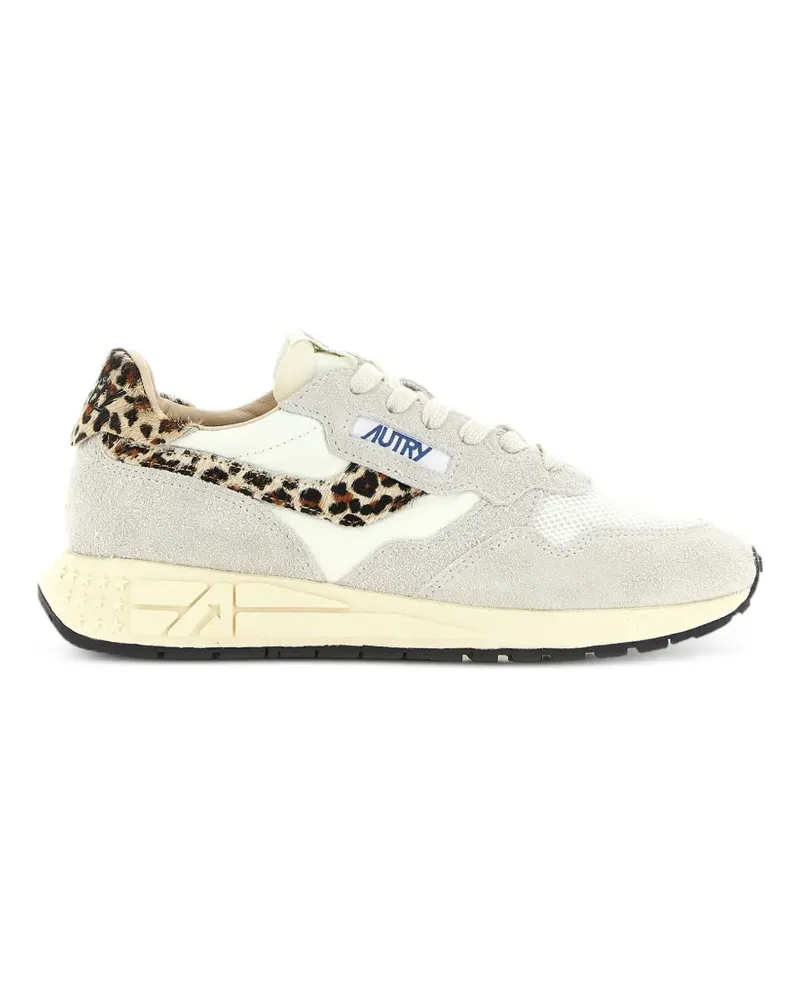 AUTRY Reelwind low sneakers in nylon and suede color white and leopard - Grau Grau