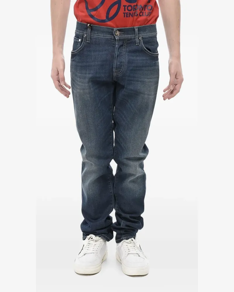 Corneliani contrasting-stitch five-pocket regular-fit denim jeans - Blau Blau