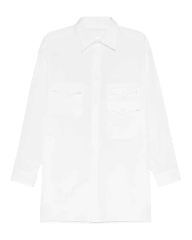 Yohji Yamamoto Asymmetrisches Hemd mit Klappe - Weiß Weiß