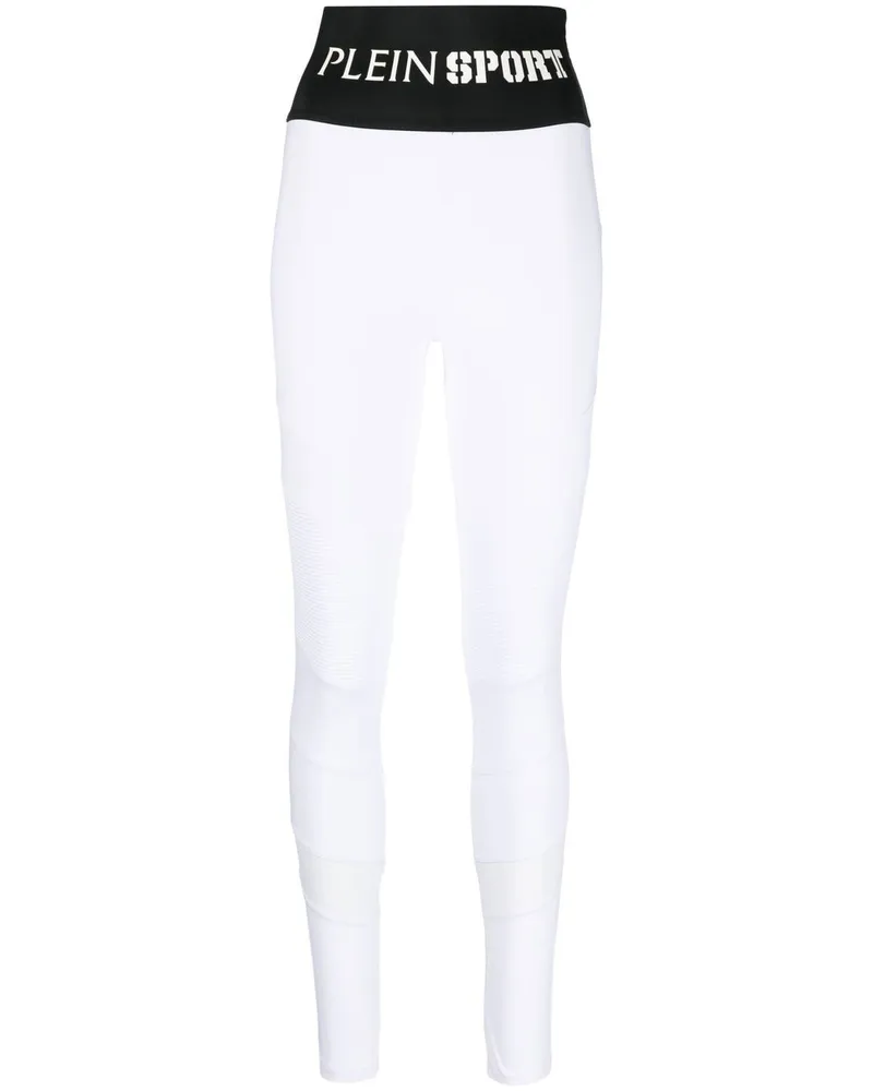 Philipp Plein High-Waist-Leggings mit Logo - Weiß Weiß