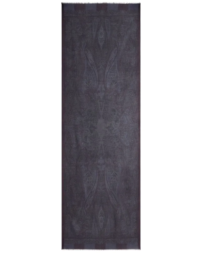 Etro Ausgefranster Schal aus Paisley-Jacquard - Blau Blau
