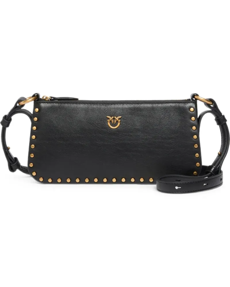 Pinko Love Birds Schultertasche mit Nieten - Schwarz Schwarz