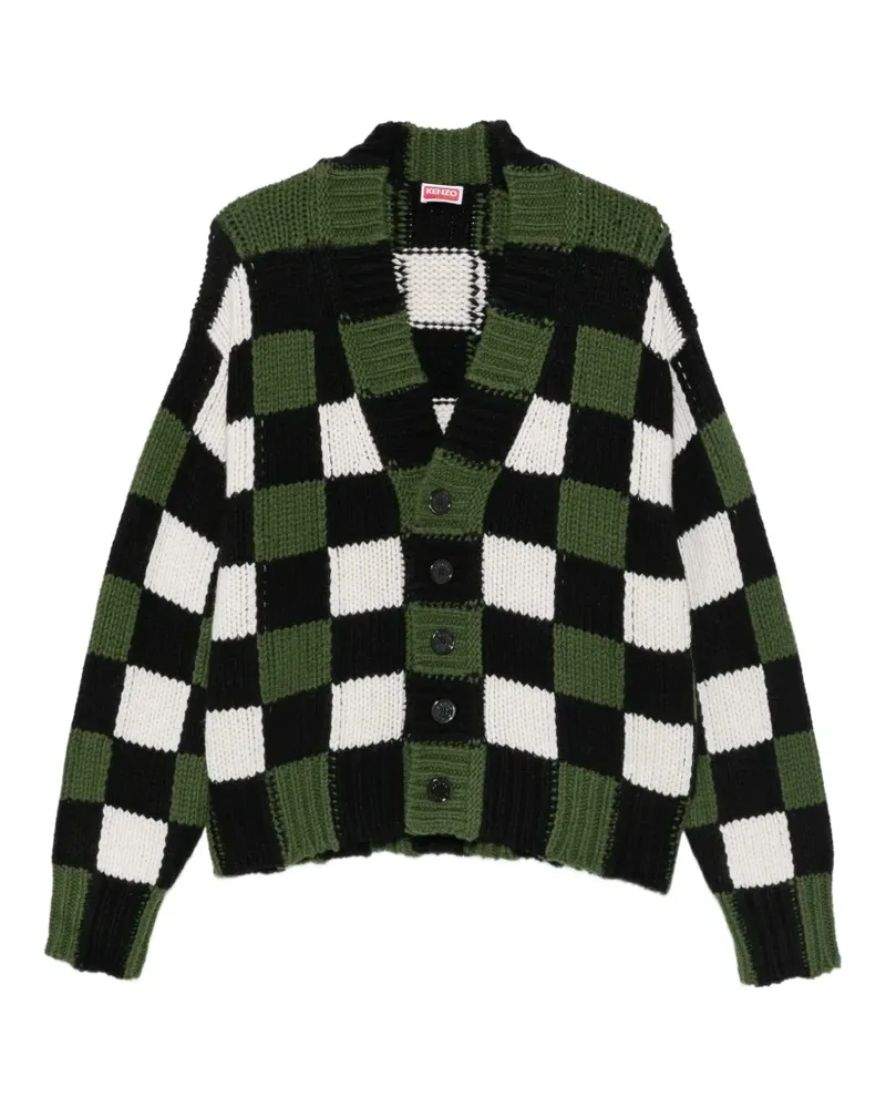 Kenzo Karierter Cardigan aus Intarsienstrick - Grün Grün