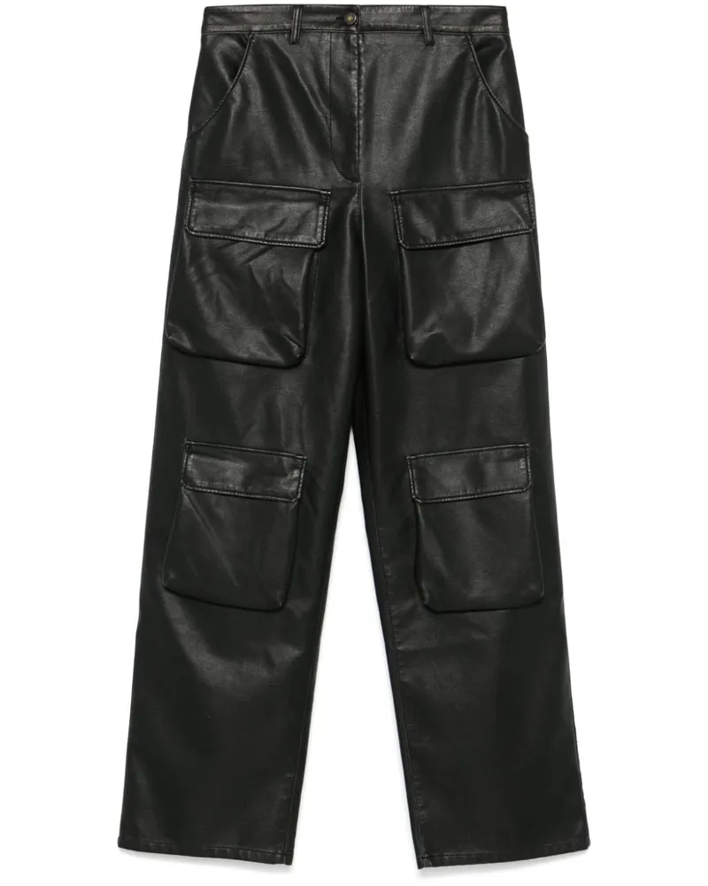 MSGM Cargohose aus Faux-Leder Schwarz