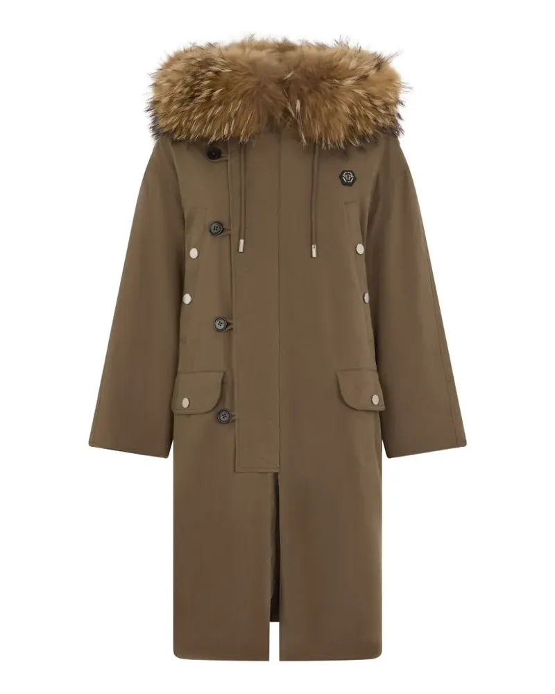 Philipp Plein Parka mit Faux Fur-Besatz - Grün Grün