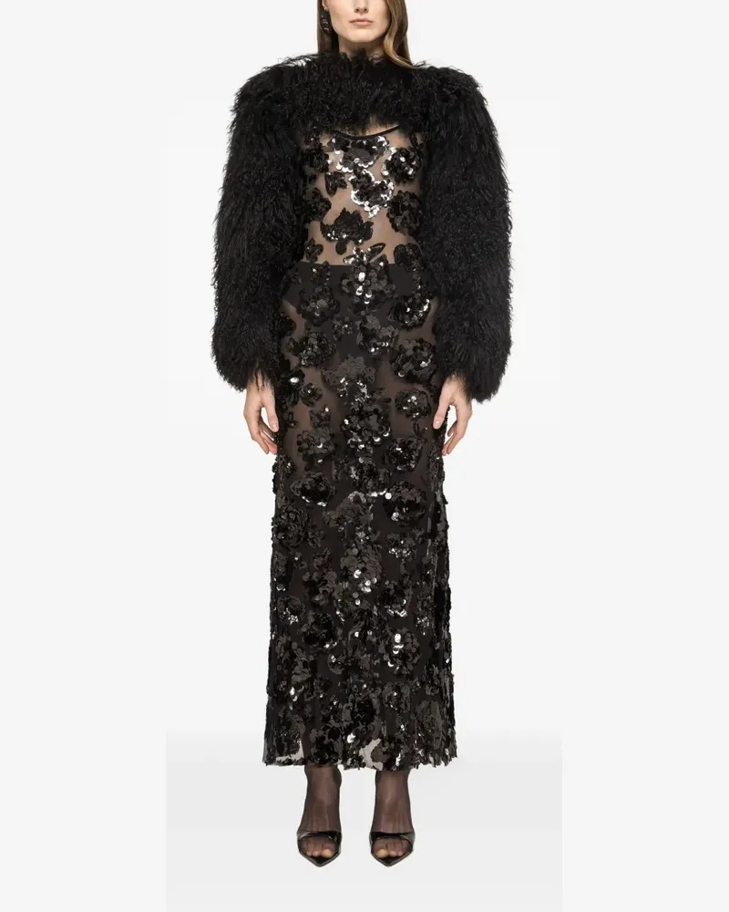 NISSA sequinned tulle maxi dress - Schwarz Schwarz