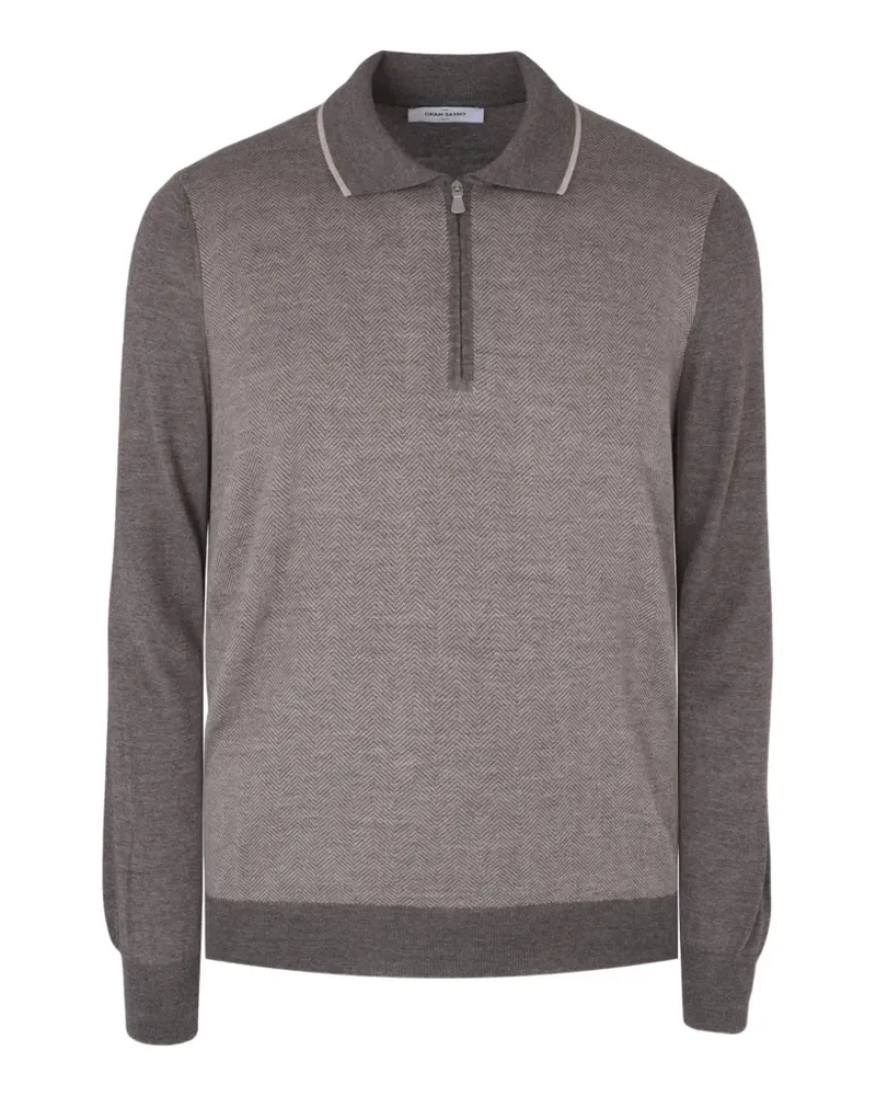 Gran Sasso herringbone-knit half-zip sweater - Braun Braun