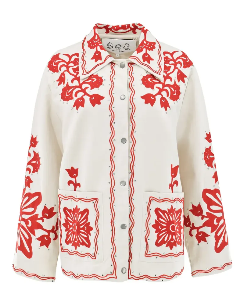 Sea Liliana Jacke mit Blumenapplikation - Weiß Weiß