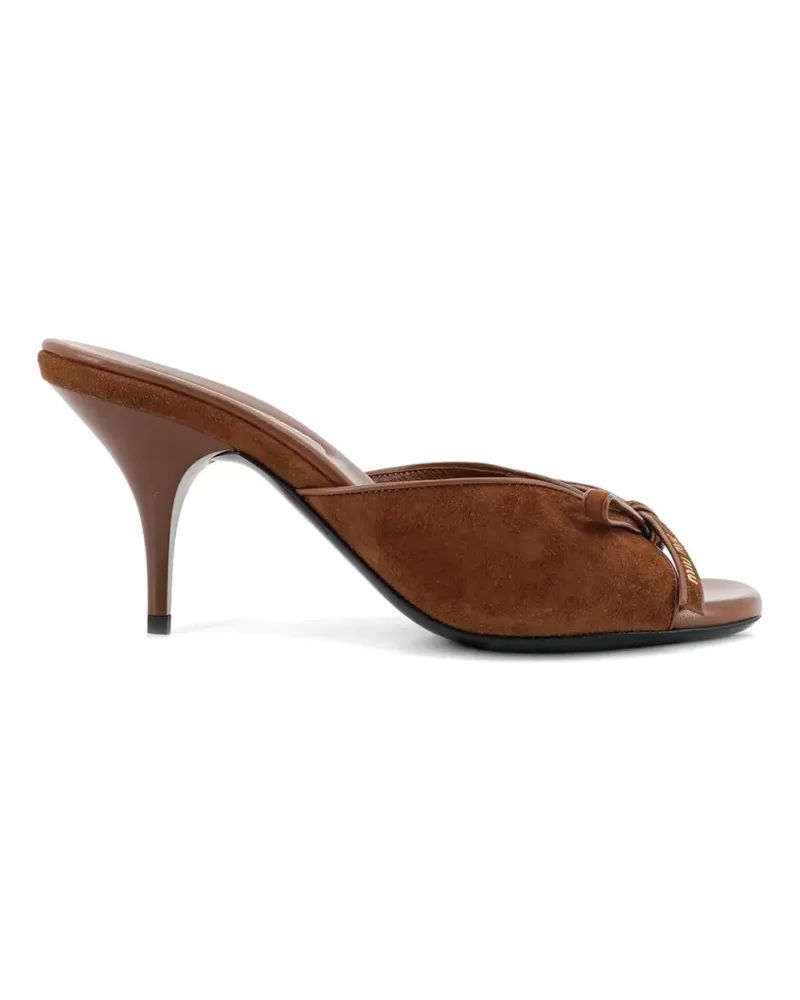 Miu Miu bow-detail suede sandals - Braun Braun