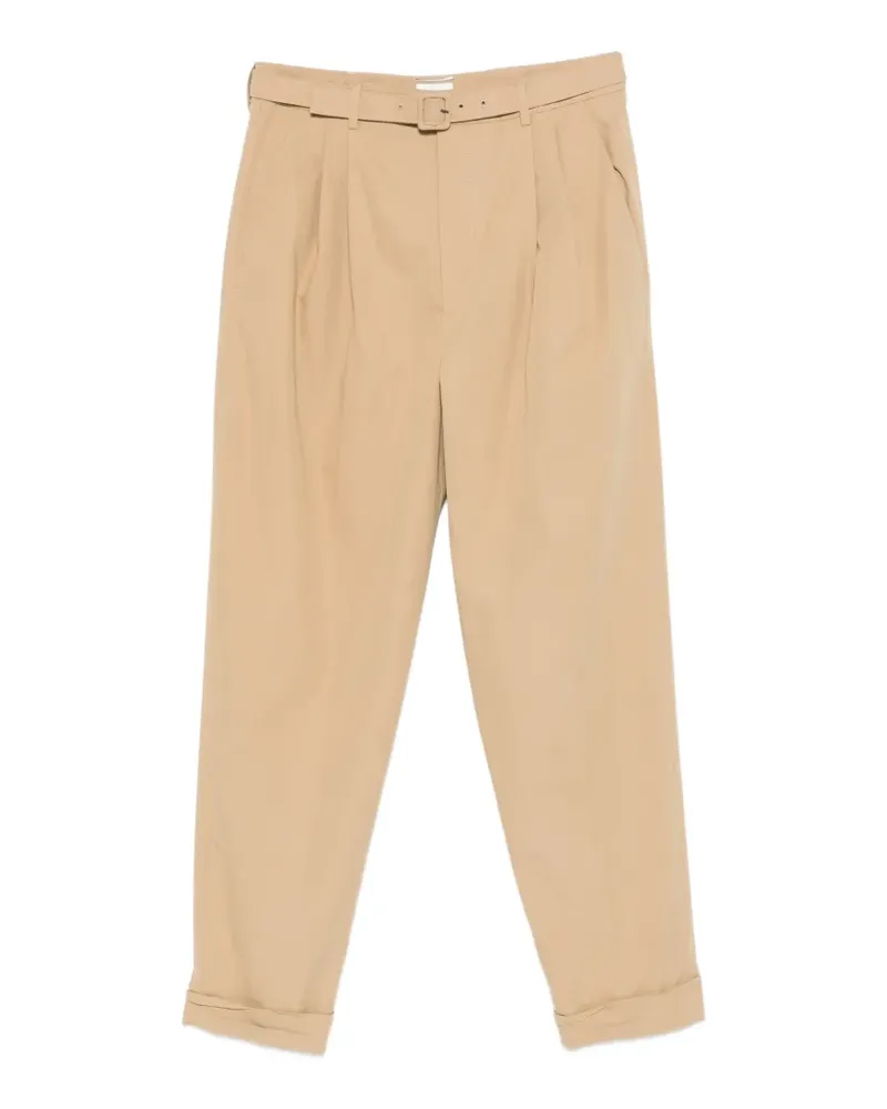 Saint Laurent belted pleated trousers - Nude Nude