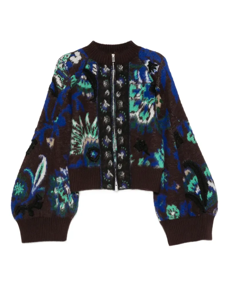 Sacai floral-print embroidered jacket - Braun Braun