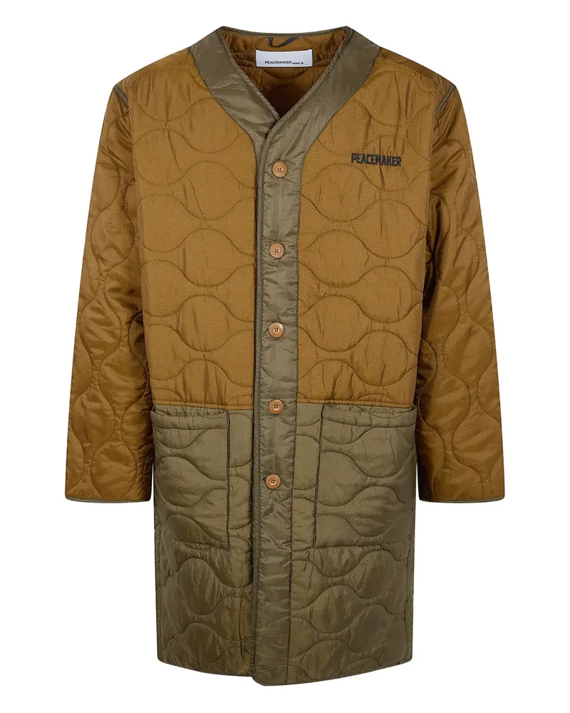 OAMC logo-embroidered coat - Nude Nude