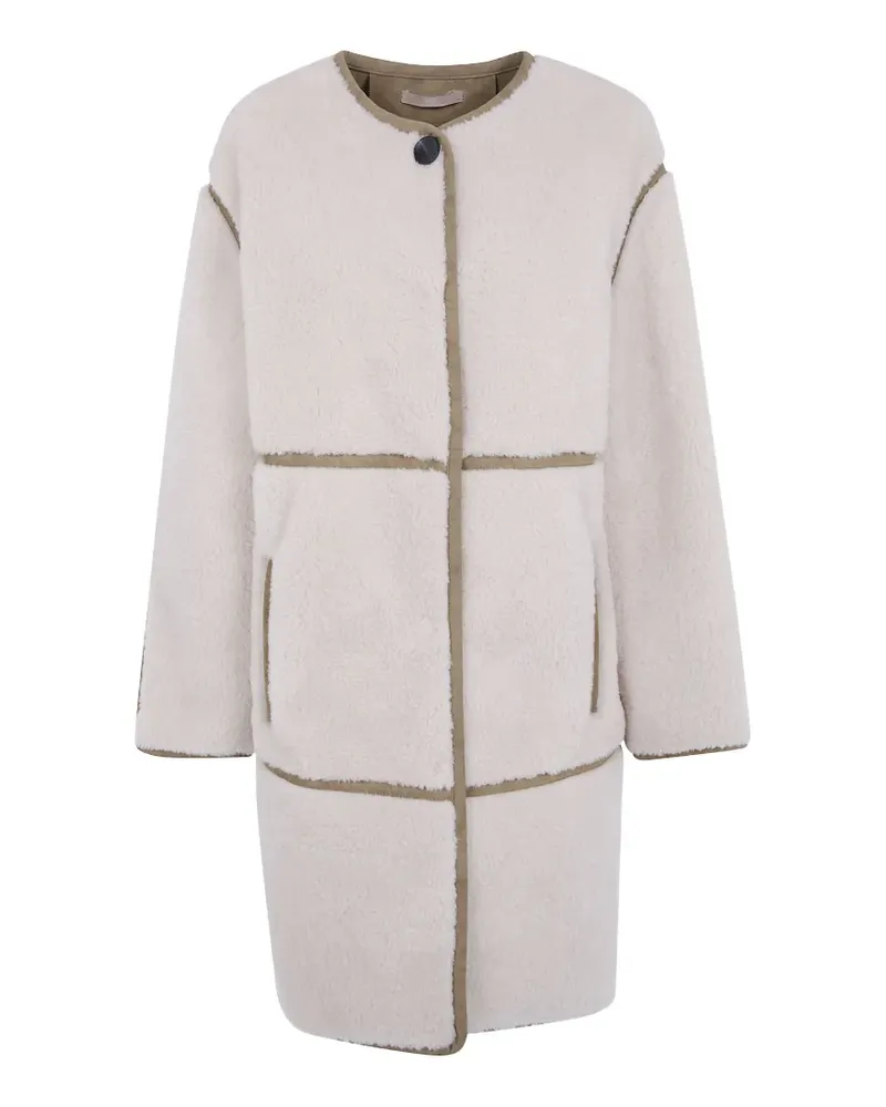 STAND Marie faux-shearling panelled coat - Nude Nude