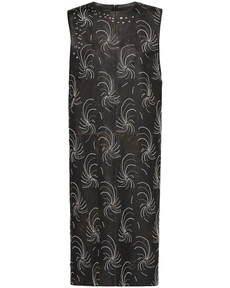 Prada Midikleid aus Leder - Schwarz Schwarz