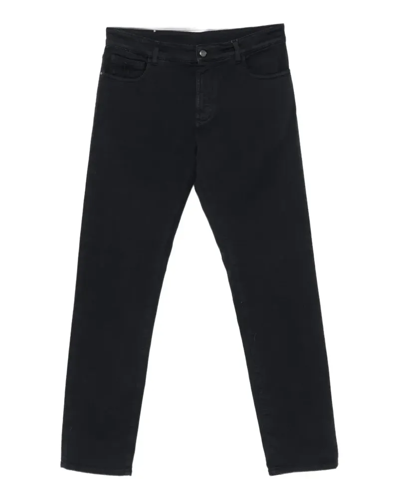 Canali logo-patch straight-leg jeans - Blau Blau