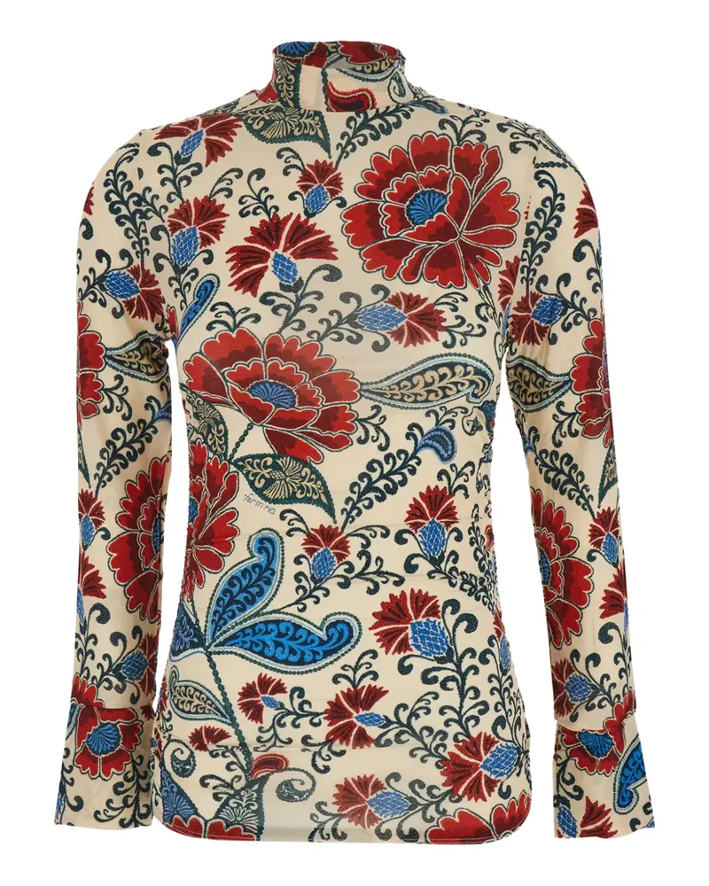 FARM Rio Francesca high-neck floral blouse - Nude Nude