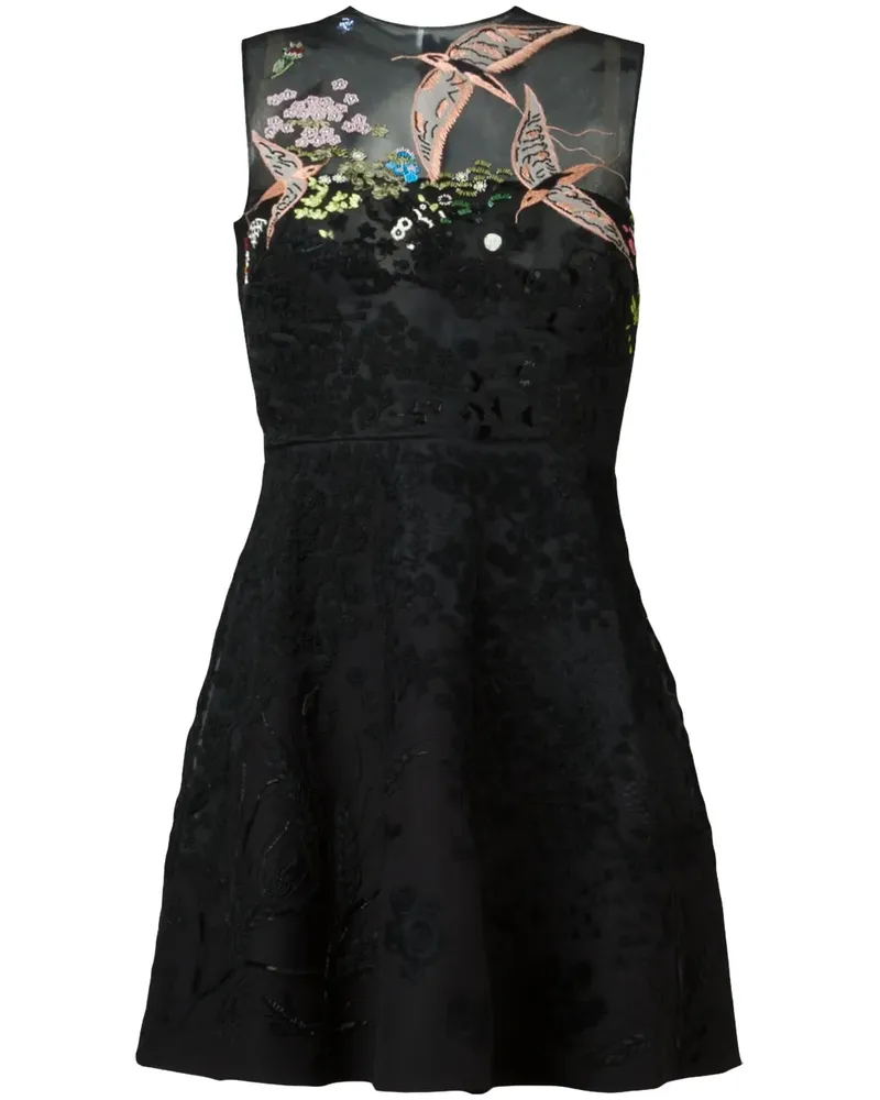 Valentino Garavani Spitzenkleid mit Landschaftsstickerei - Schwarz Schwarz