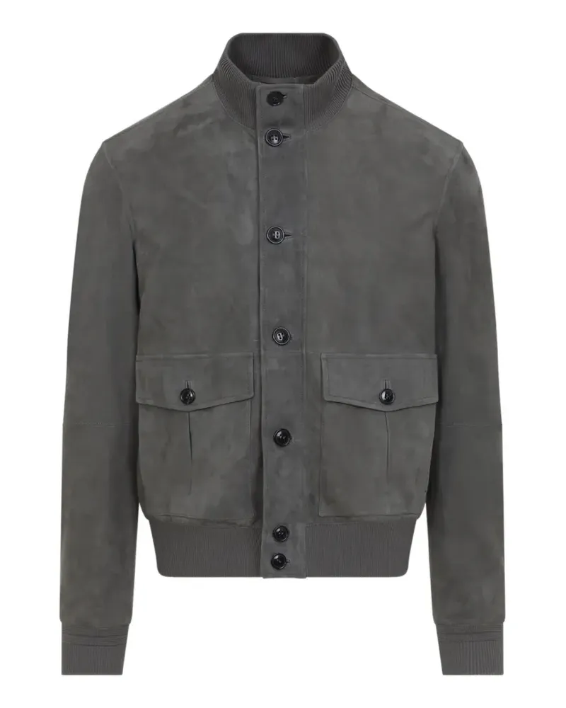 Ermenegildo Zegna buttoned leather jacket - Grau Grau