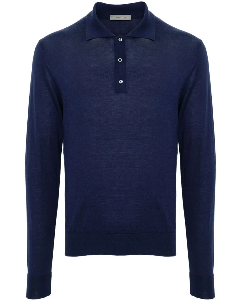 Corneliani Fein gestricktes Poloshirt - Blau Blau