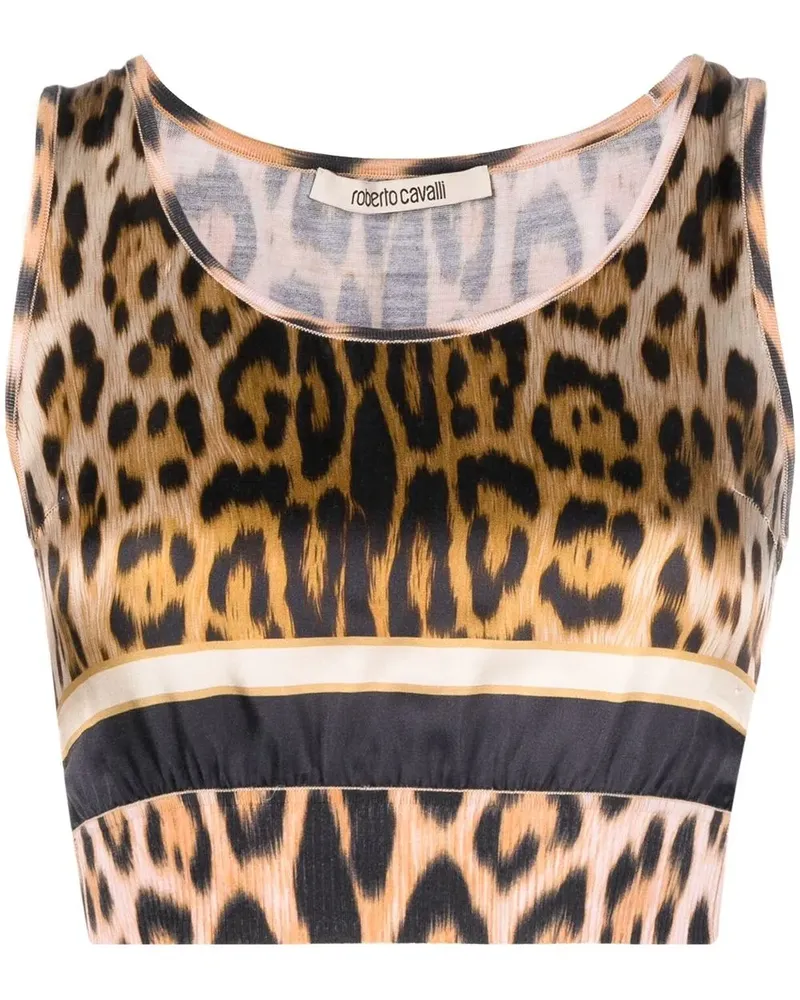 Roberto Cavalli Cropped-Oberteil mit Leoparden-Print - Nude Nude