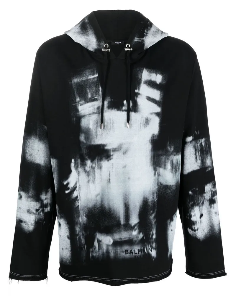 Balmain Hoodie mit Röntgen-Print Schwarz