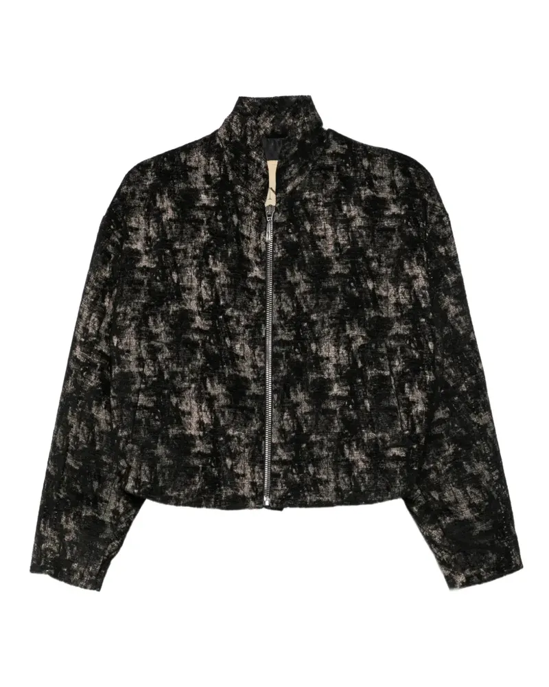 Masnada abstract-pattern zip-up jacket - Schwarz Schwarz