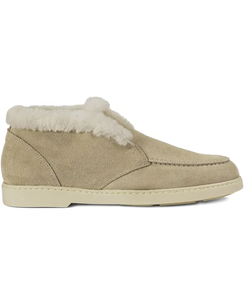 Doucal´s Wildlederstiefel mit Shearling-Borte - Nude Nude