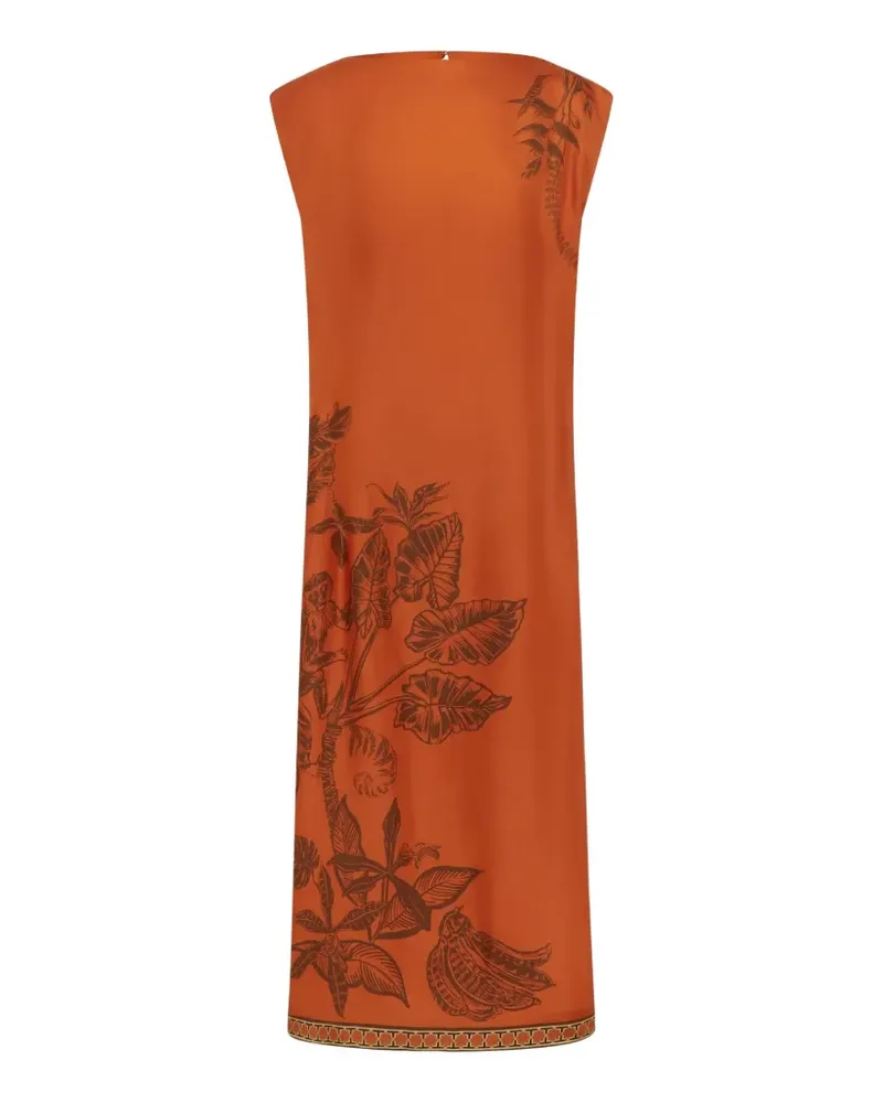 ALEMAIS Monkey Midikleid mit Blumen-Print - Orange Orange