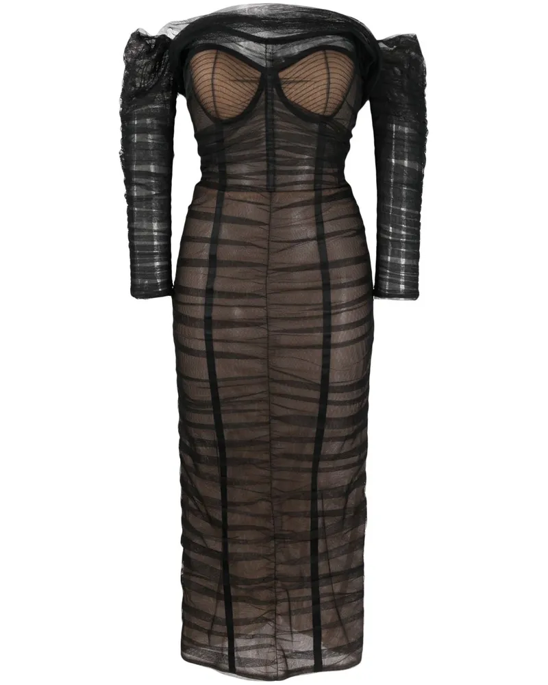 Ana Radu Gerafftes Minikleid - Schwarz Schwarz