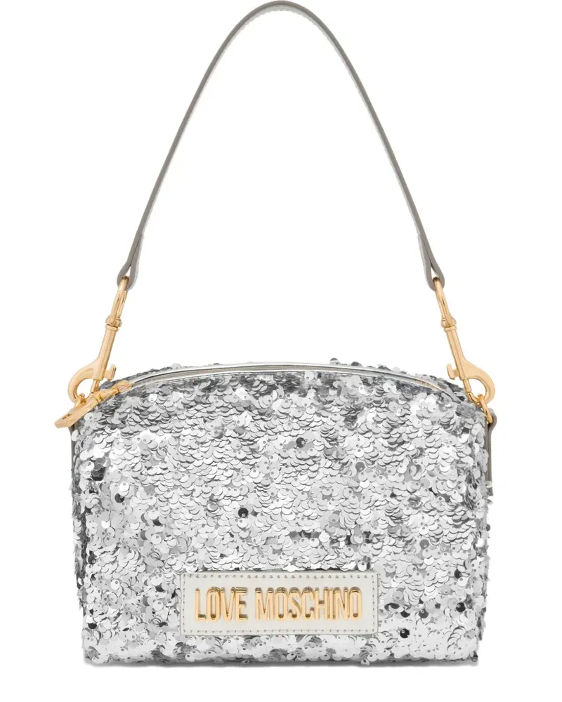Moschino Schultertasche mit Pailletten - Grau Grau