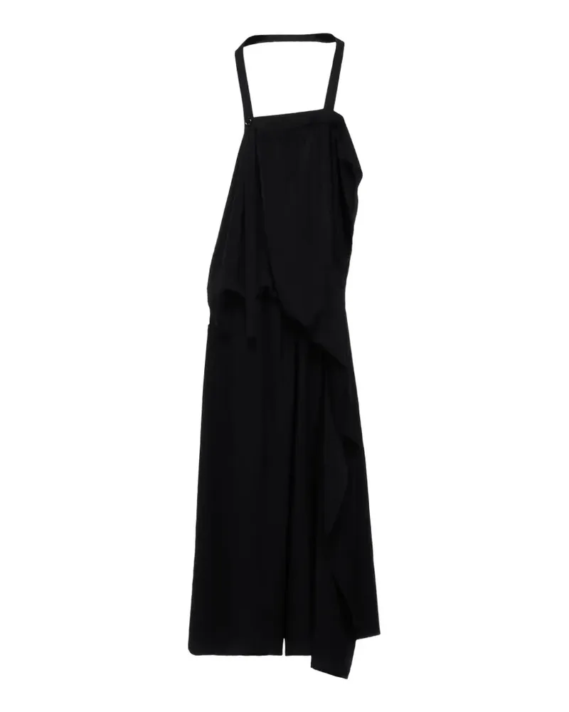 Yohji Yamamoto asymmetric draped midi dress - Schwarz Schwarz