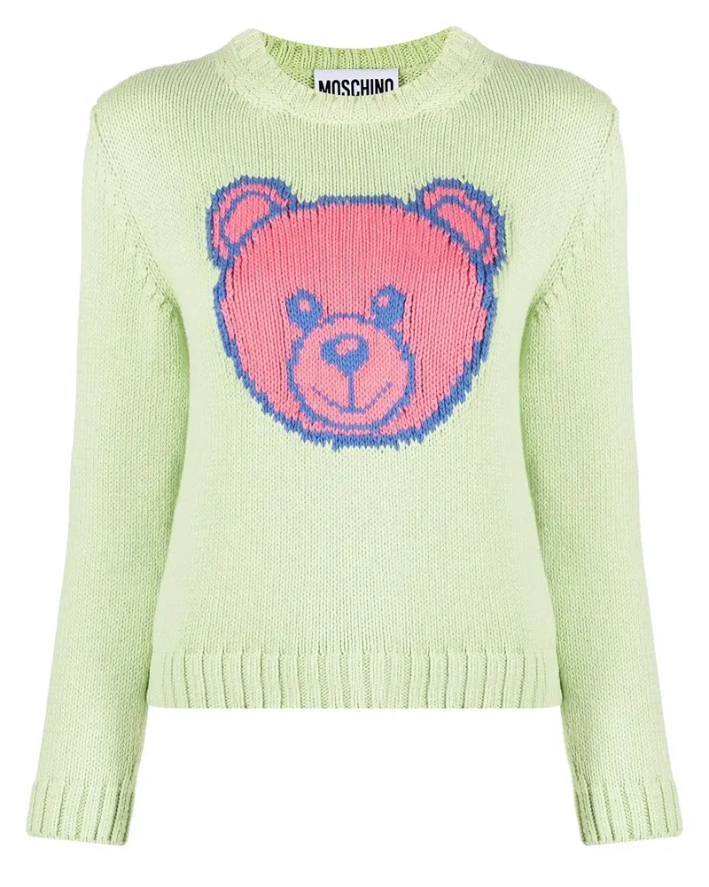 Moschino Intarsien-Pullover mit Teddy - Grün Grün
