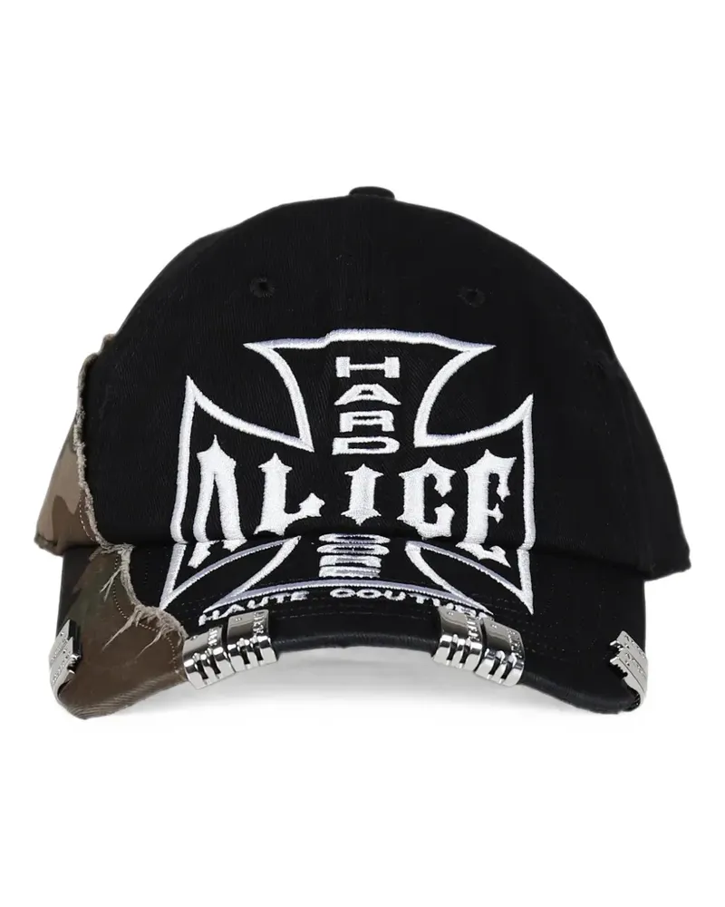 N.HOOLYWOOD camo-print distressed cap - Schwarz Schwarz