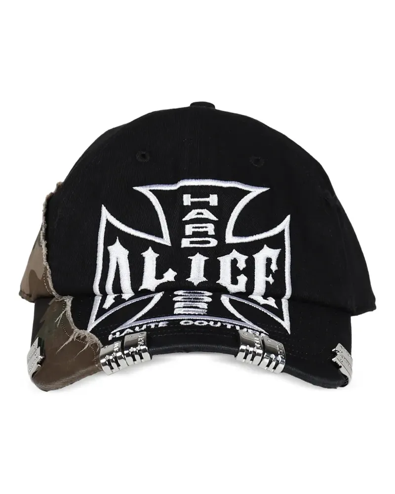 N.HOOLYWOOD Baseballkappe im Distressed-Look - Schwarz Schwarz